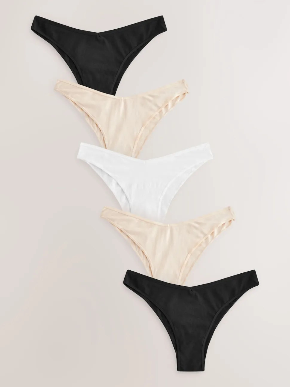 Black/Pastel Rose Nude/White Extra High Leg Cotton Rich Knickers 5 Pack