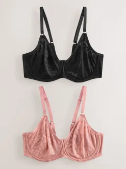 Black/Pink DD-G Lace Non Pad Full Cup Bras 2 Pack