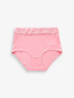 Black/Pink Heart Print Full Brief Cotton Lace Knickers 4 Pack