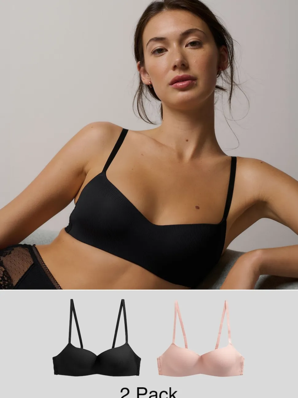 Black/Pink Light Pad Non Wire Ultimate Comfort Bras 2 Pack