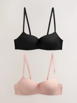 Black/Pink Light Pad Non Wire Ultimate Comfort Bras 2 Pack