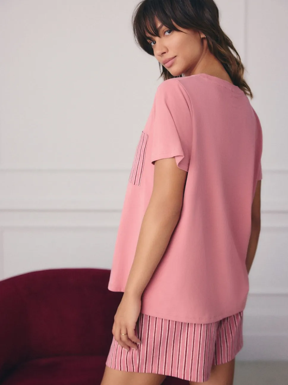 Black/Pink Stripe Short Set Pyjamas 2 Pack