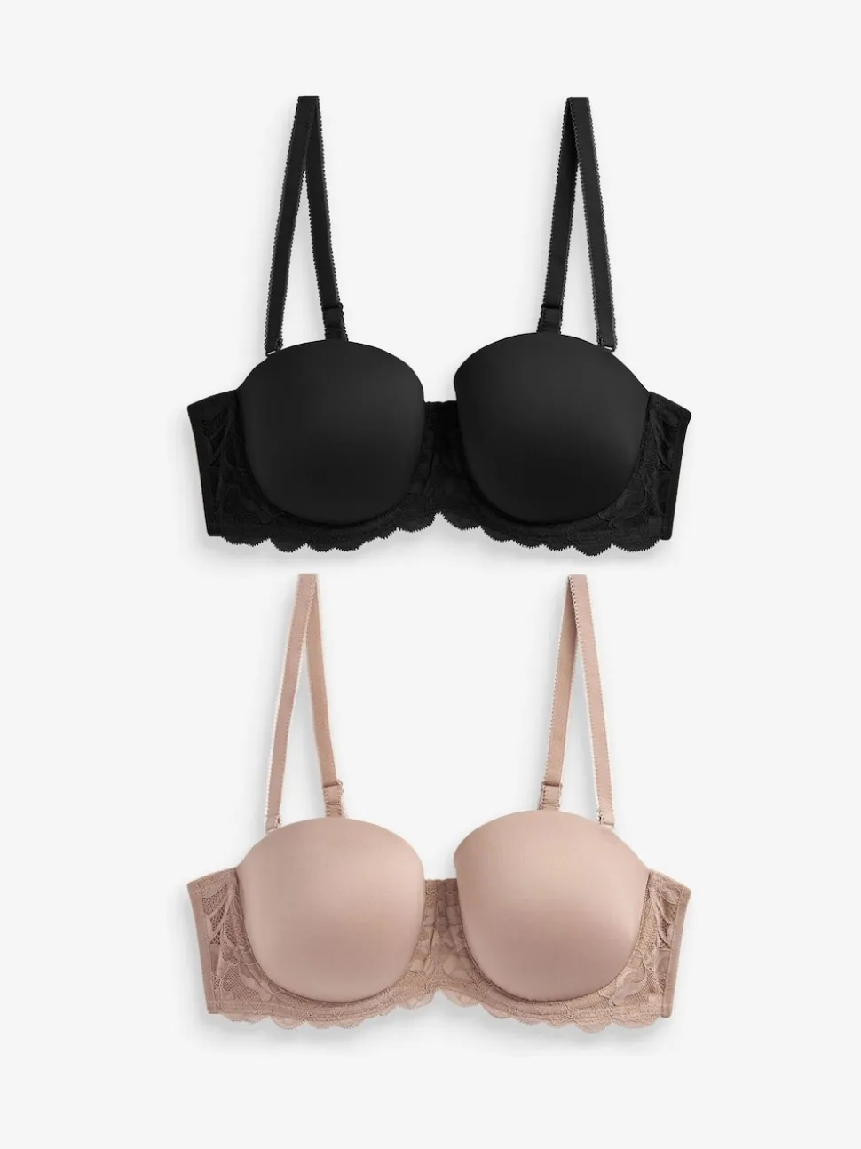Black/Praline Nude A-E Light Pad Strapless Multiway Bras 2 Pack