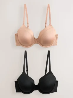 Black/Praline Nude Full Cup A-E Smoothing Ultimate Comfort Bras 2 Pack