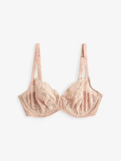 Black/Praline Nude Non Pad Balcony DD+ Lace Bras 2 Pack