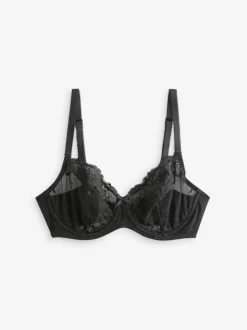 Black/Praline Nude Non Pad Balcony DD+ Lace Bras 2 Pack
