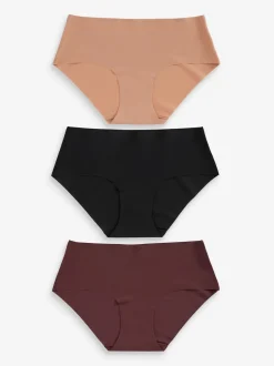 Black/Praline Nude/Chocolate Nude Short No VPL Comfort Knickers 3 Pack