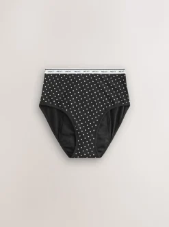 Black/Red Heart Full Brief Heavy Flow Period Knickers 2 Pack
