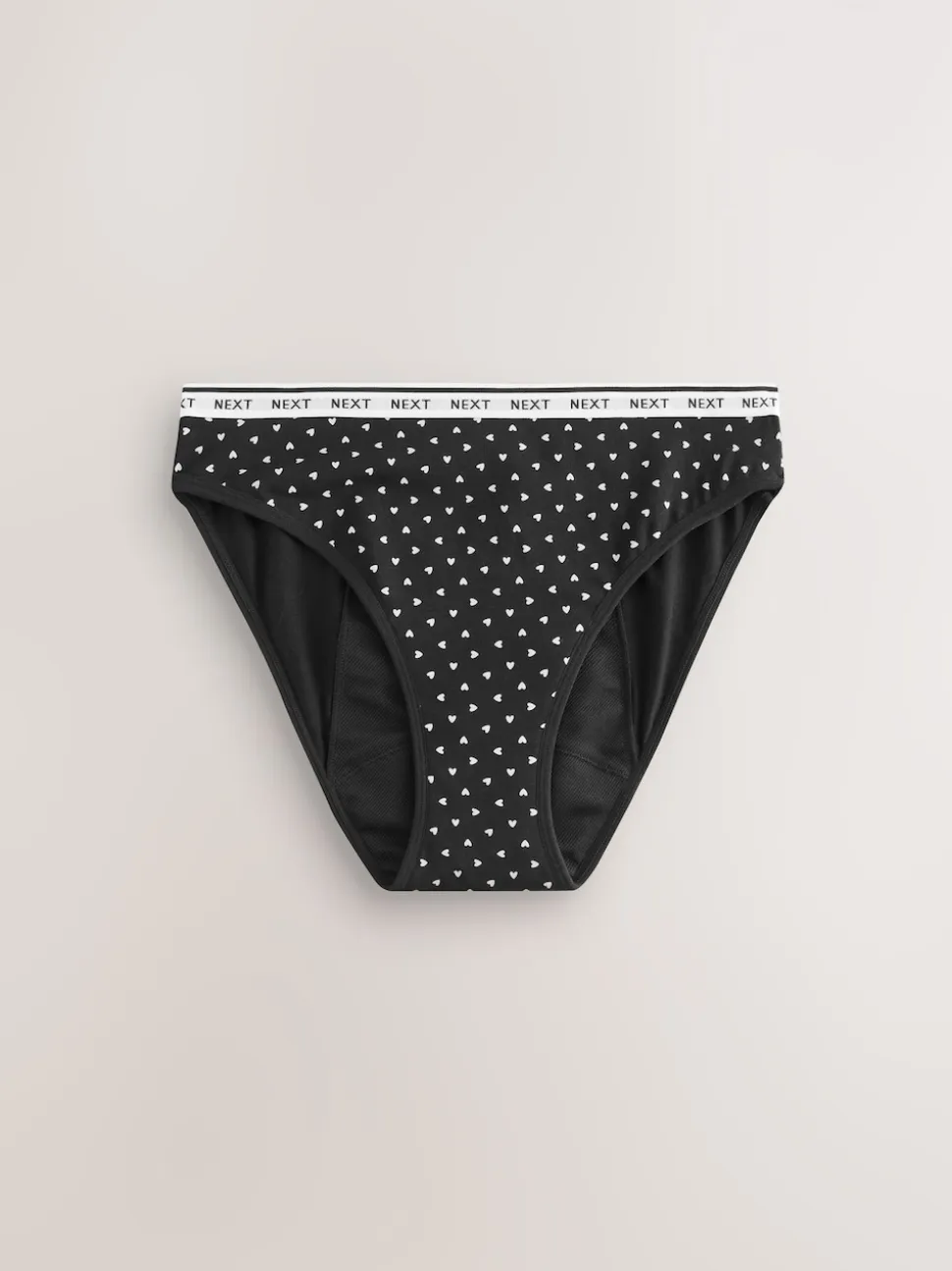 Black/Red Heart High Leg Heavy Flow Period Knickers 2 Pack