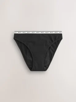 Black/Red Heart High Leg Heavy Flow Period Knickers 2 Pack