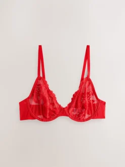 Black/Red/Cream Non Pad Full Cup Lace Bras 3 Pack