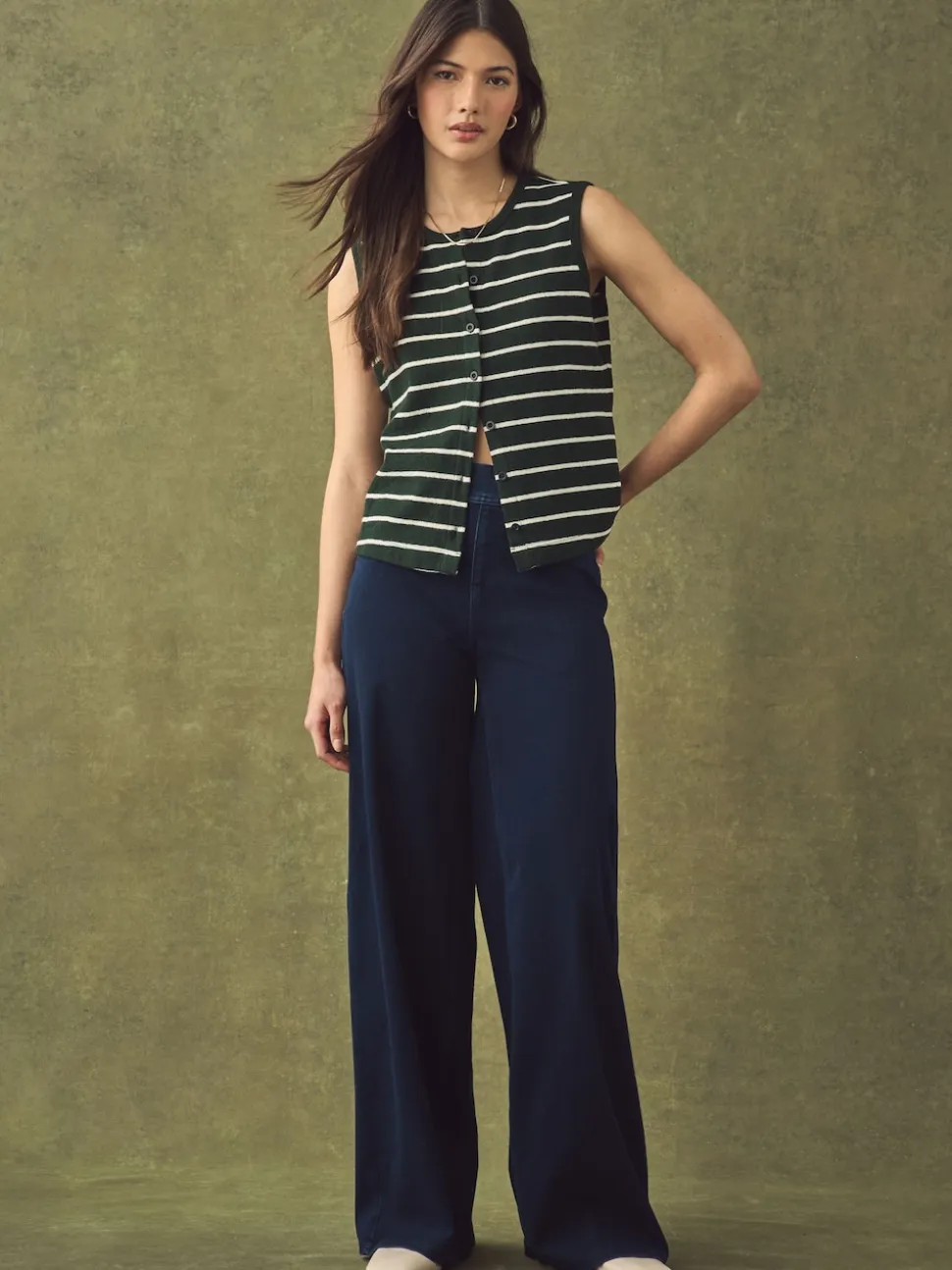 Black/Rinse Blue Jersey Denim Wide Leg Trousers 2 Pack