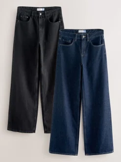 Black/Rinse Blue Wide Leg Jeans 2 Pack