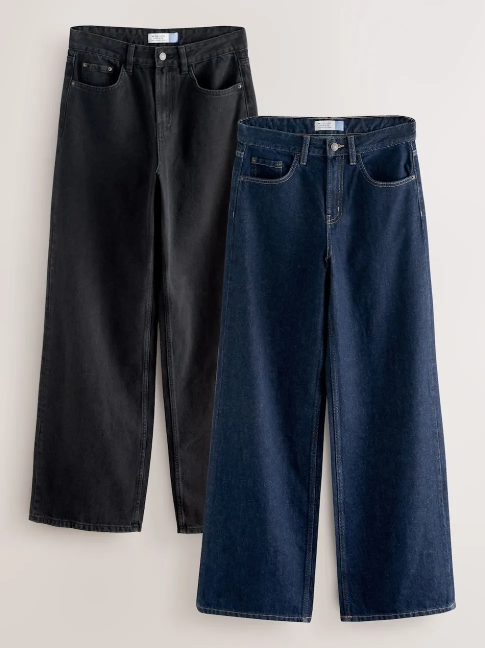Black/Rinse Blue Wide Leg Jeans 2 Pack