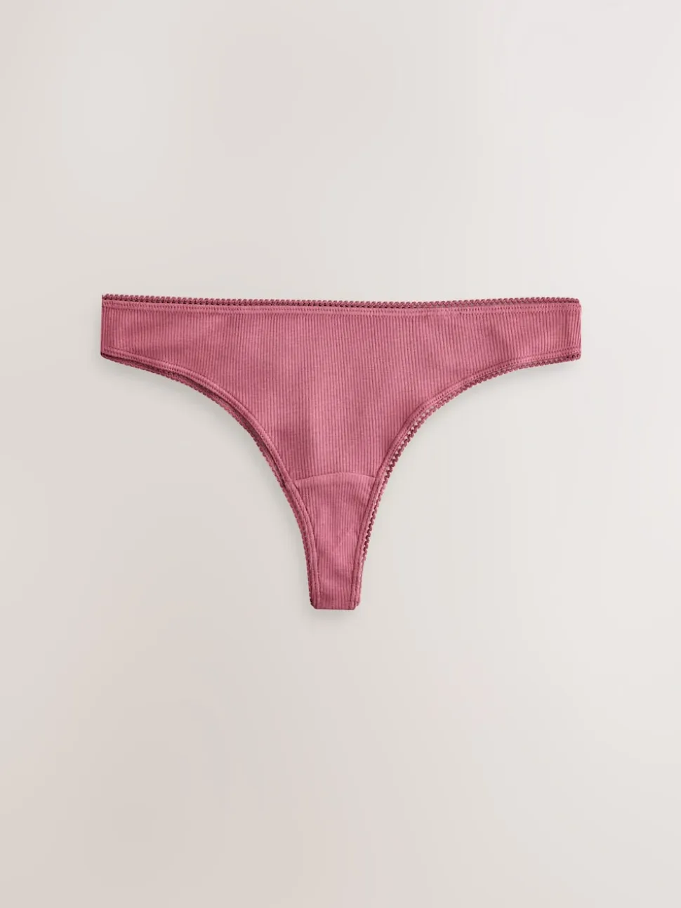 Black/Rose/Olive Thong Cotton Rib Knickers 3 Pack