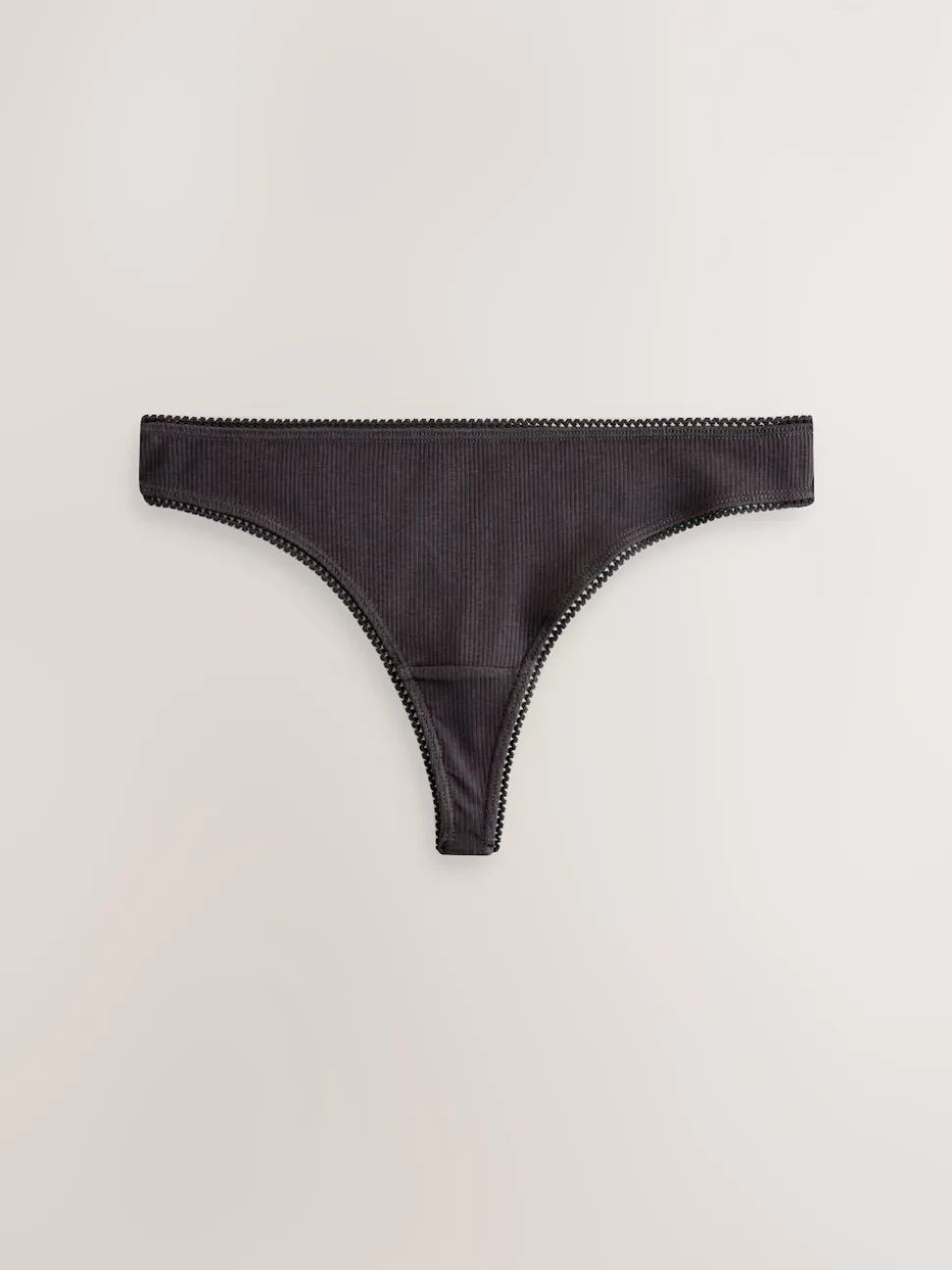 Black/Rose/Olive Thong Cotton Rib Knickers 3 Pack