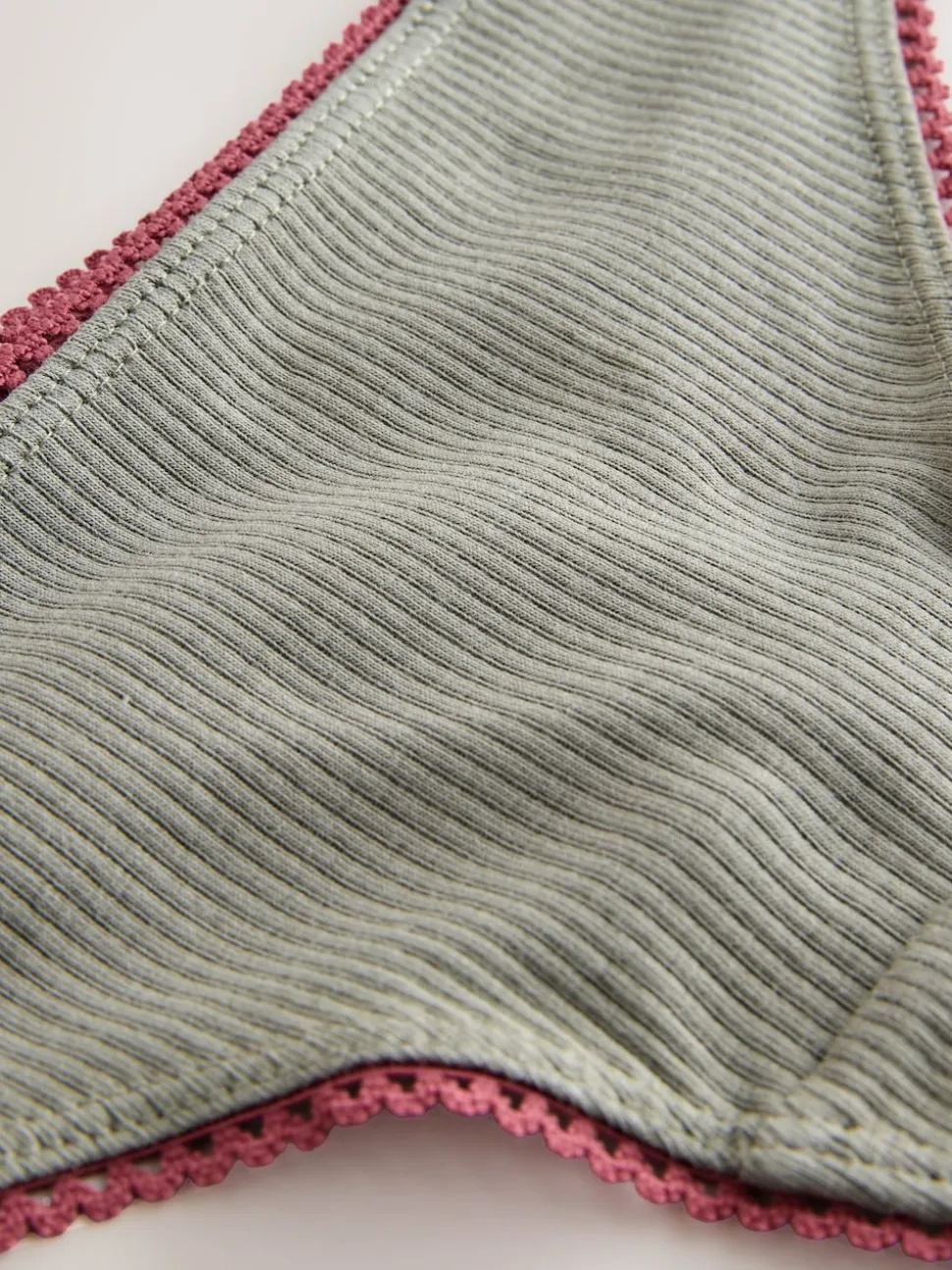 Black/Rose/Olive Thong Cotton Rib Knickers 3 Pack