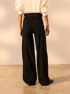 Black/Sage Green Jersey Denim Wide Leg Trousers 2 Pack