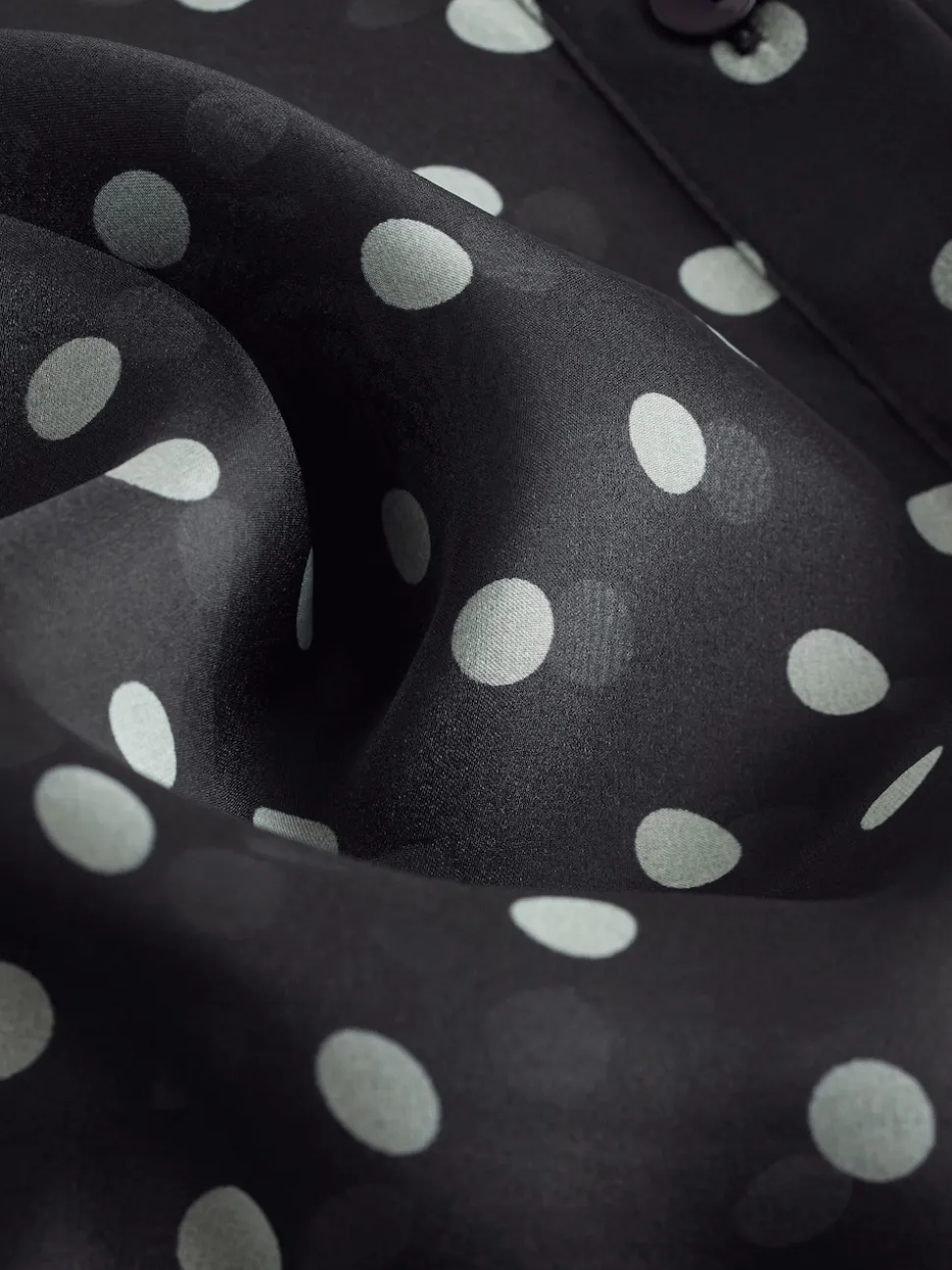 Black/Sage Polka Dot Sheer Long Sleeve Shirt