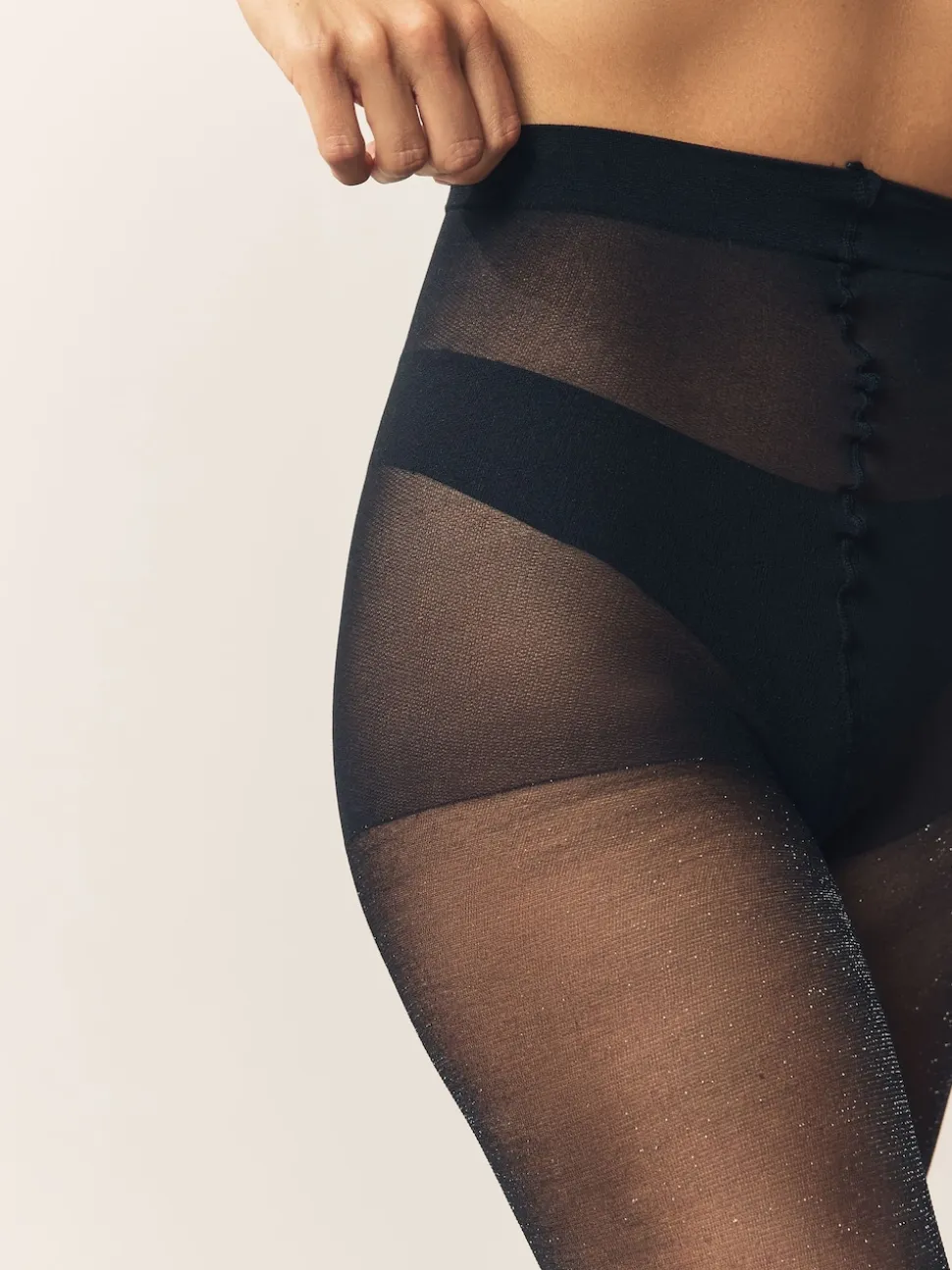 Black/Silver Lurex Sparkle Tights 1 Pack