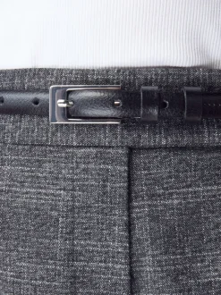 Black/Silver N. Premium Skinny Made In Italy Leather Belt