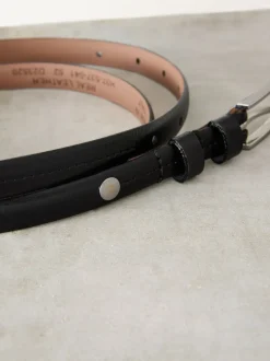 Black/Silver N. Premium Skinny Made In Italy Leather Belt