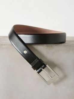 Black/Silver Tone N. Premium Made In Italy Leather Belt