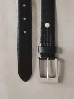Black/Silver Tone N. Premium Made In Italy Leather Belt