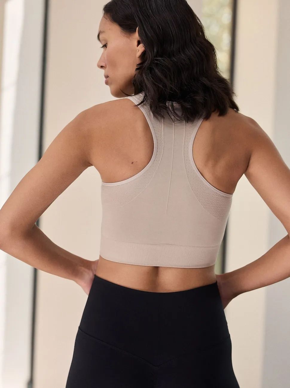 Black/Stone Seamless High Neck Medium Impact Sports Bras 2 Pack