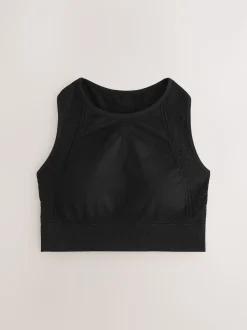 Black/Stone Seamless High Neck Medium Impact Sports Bras 2 Pack