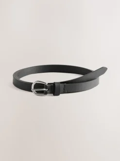 Black/Tan PU Skinny Belts 2 Pack