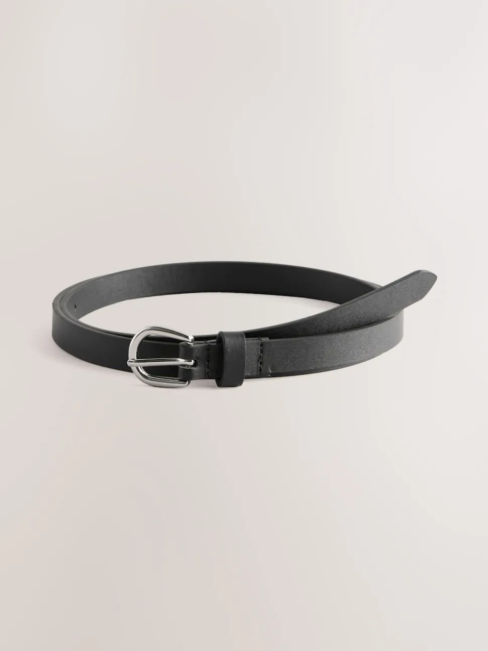Black/Tan PU Skinny Belts 2 Pack