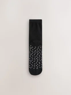 Black/White Spots/Stripe Footbed Ankle Socks 4 Pack