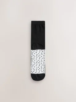 Black/White Spots/Stripe Footbed Ankle Socks 4 Pack