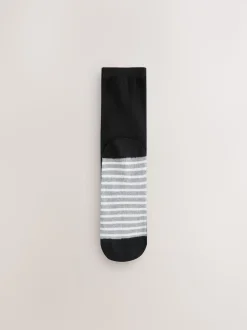 Black/White Spots/Stripe Footbed Ankle Socks 4 Pack