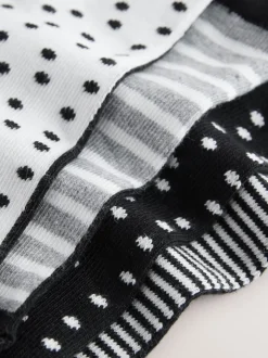 Black/White Spots/Stripe Footbed Ankle Socks 4 Pack