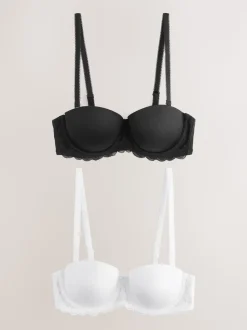 Black/White A-E Light Pad Strapless Multiway Bras 2 Pack
