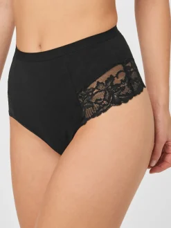 Black/White Cotton Tummy Control Shaping Thong Knickers 2 Pack