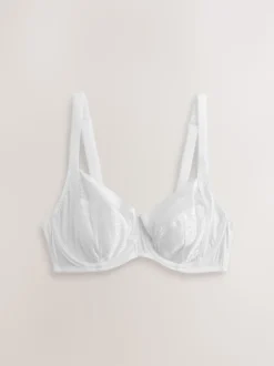 Black/White DD+ Non Pad Balcony Smoothing Animal Mesh Underwired With Side Support Bras 2 Pack