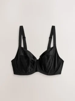 Black/White DD+ Non Pad Balcony Smoothing Animal Mesh Underwired With Side Support Bras 2 Pack