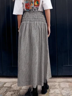 Black/White Drop Waist Gingham Maxi Skirt