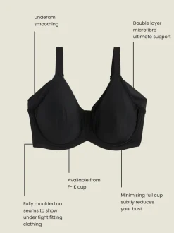 Black/White F-K Cup Under Arm Smoothing Non Pad Wired Minimising Ultimate Comfort Bras 2 Pack
