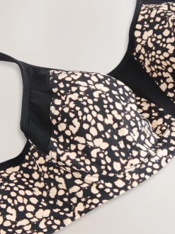Black/White F-K Ultimate Support Cushioned Comfort Wired High Impact Sports Bra