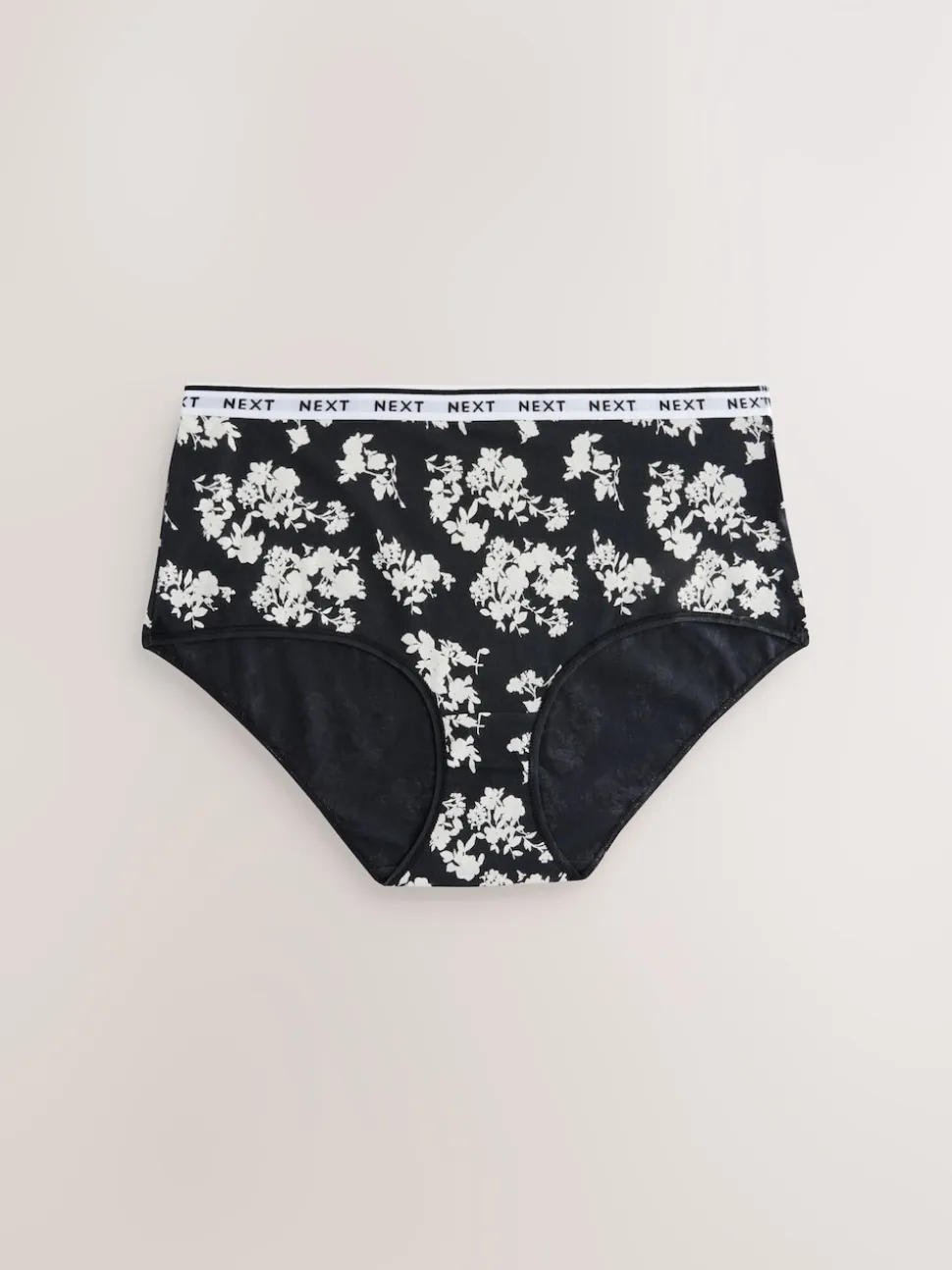 Black/White Floral Print Midi Cotton Logo Knickers 4 Pack