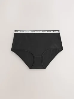 Black/White Floral Print Midi Cotton Logo Knickers 4 Pack
