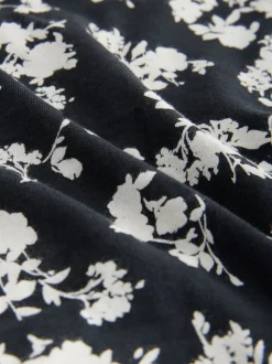 Black/White Floral Print Midi Cotton Logo Knickers 4 Pack