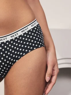 Black/White Floral Print Short Cotton Logo Knickers 4 Pack