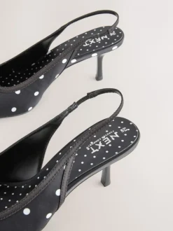 Black/White Forever Comfort® Polka Dot Point Slingback Heels