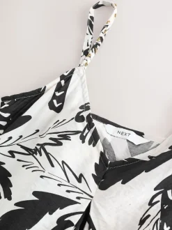 Black/White Fruit Print Volume Maxi Dress