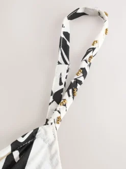 Black/White Fruit Print Volume Maxi Dress